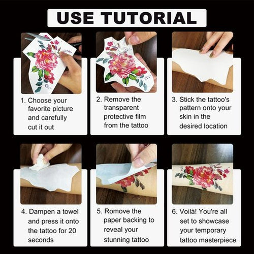 21-Sheet Floral Temporary Tattoos - Bright 3D Peony & Rose Designs - Waterproof Body Art for Women & Girls - Sexy Fake Tattoo Stickers