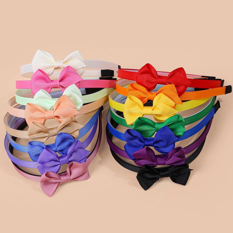 WJYX BOWS 15pcs/set Satin Bow Headbands, Colorful Ribbon Hair Hoops Non-Slip Fashion Hair Accessories for Daily Wear and Casual Outfits