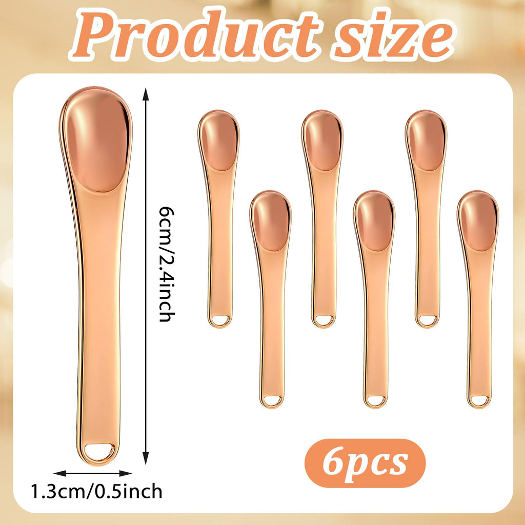 FdcZeyxior 6 PCS Metal Makeup Spatula Tool, Mini Reusable Skin Care Spoon Multi-functional Facial Applicator Tool Beauty Scoop for Face Mask Eye Cream Lotions Moisturizers Essences Beauty Accessories