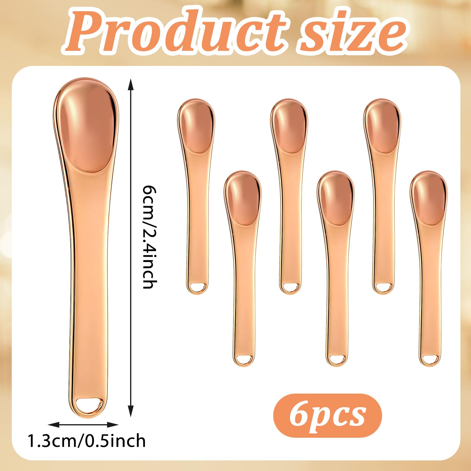 FdcZeyxior 6 PCS Metal Makeup Spatula Tool, Mini Reusable Skin Care Spoon Multi-functional Facial Applicator Tool Beauty Scoop for Face Mask Eye Cream Lotions Moisturizers Essences Beauty Accessories