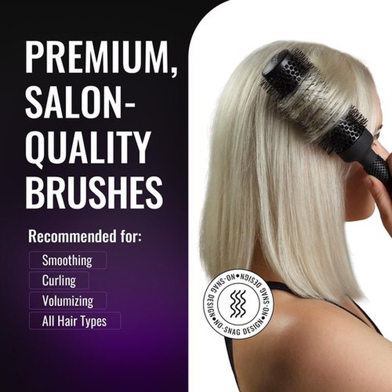 ERGO Ceramic Ionic Round Brush - Salon Quality Blowout Tool for Volumizing Hair - 2" Size