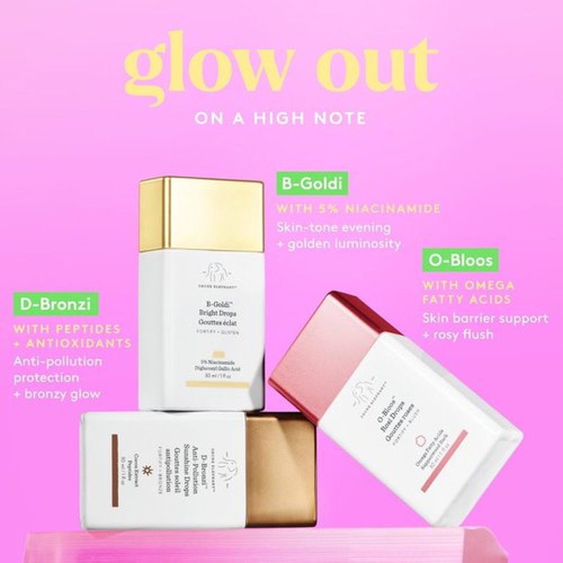 Drunk Elephant O-Bloos Rosi Drops - Peachy-Pink Serum for Radiant Skin - 30 ml/1 fl oz - Clean & Cruelty-Free