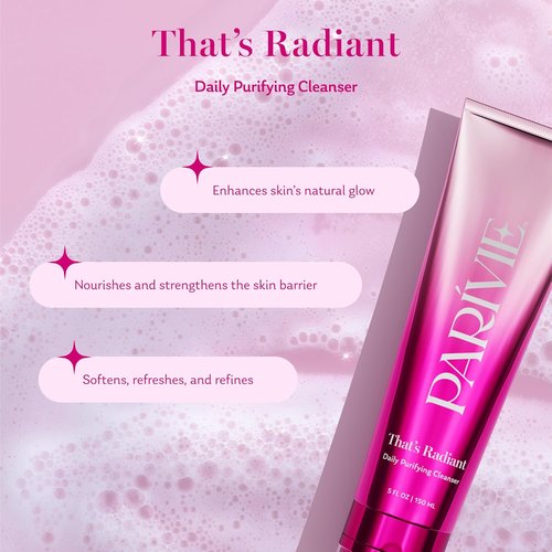 Parivie Daily Purifying Cleanser - Gel-to-Cream Face Wash with BHA & Ceramides - Gently Removes Makeup & Impurities - 5 fl oz