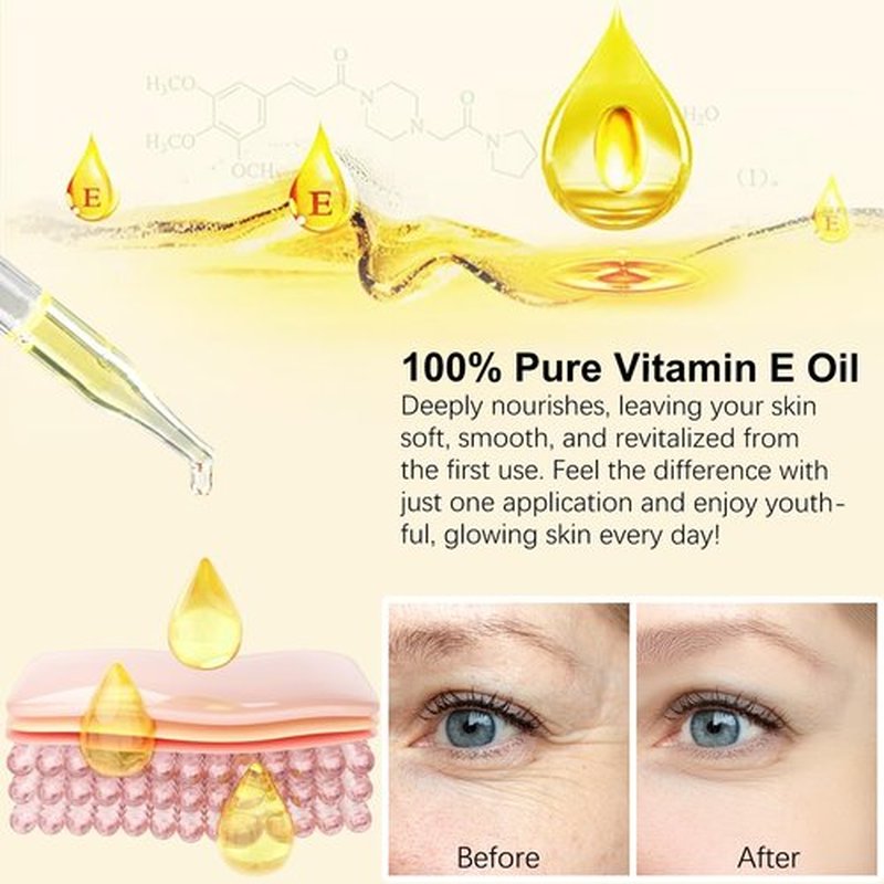 SDJUFEI Vitamin E Oil 75,000 IU, Vitamin E Oil for Skin, Scars, Face & Full Body, Moisturize Dry Skin and Radiant Skin, Body Bath Oils, Organic Pure Easy to Absorb