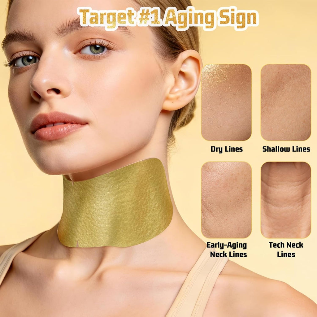 Z:SEA Collagen Cream Neck Mask & Gold Serum Set - 2-Step Anti-Aging Treatment for Crepey Skin | 5Ct