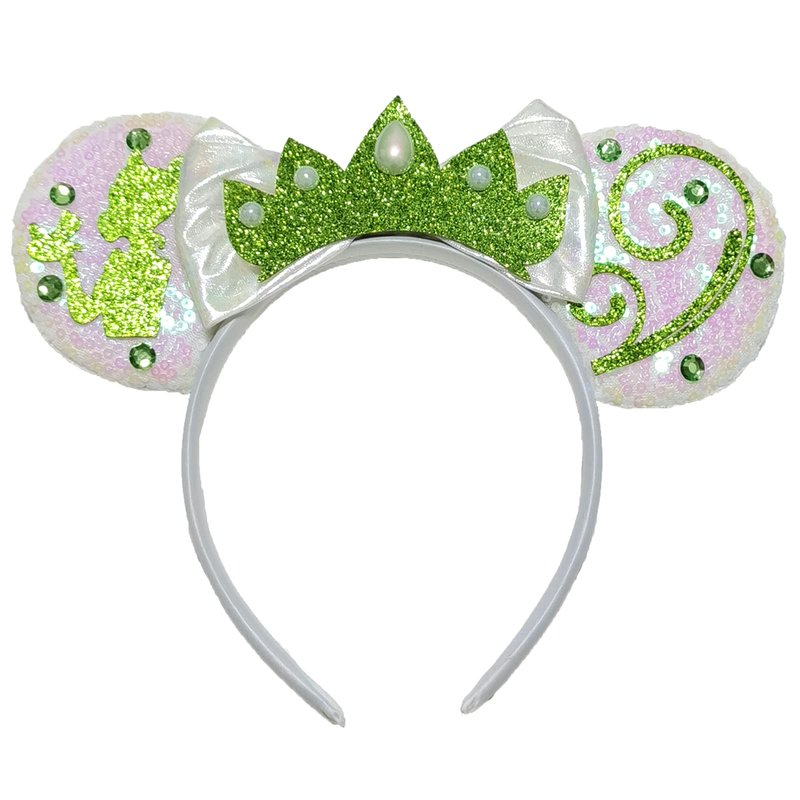 Viwind Bow Ear Headbands for Women Girls, Princess Tiana Costume Hairbands Mouse Ear Headbands for Adult Tiana Accessories