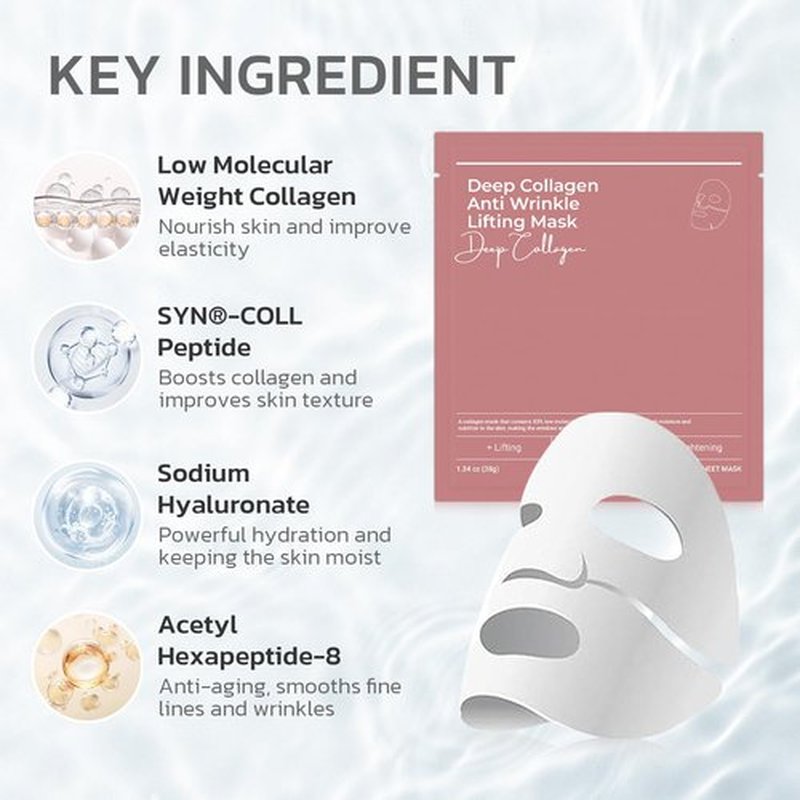 GNJOY Collagen Face Mask Deep Anti Wrinkle Lifting Hydrating Overnight Masks 38g x 4ea, Tightening, Moisturizing, Pore Minimizing, Skin Care Mask