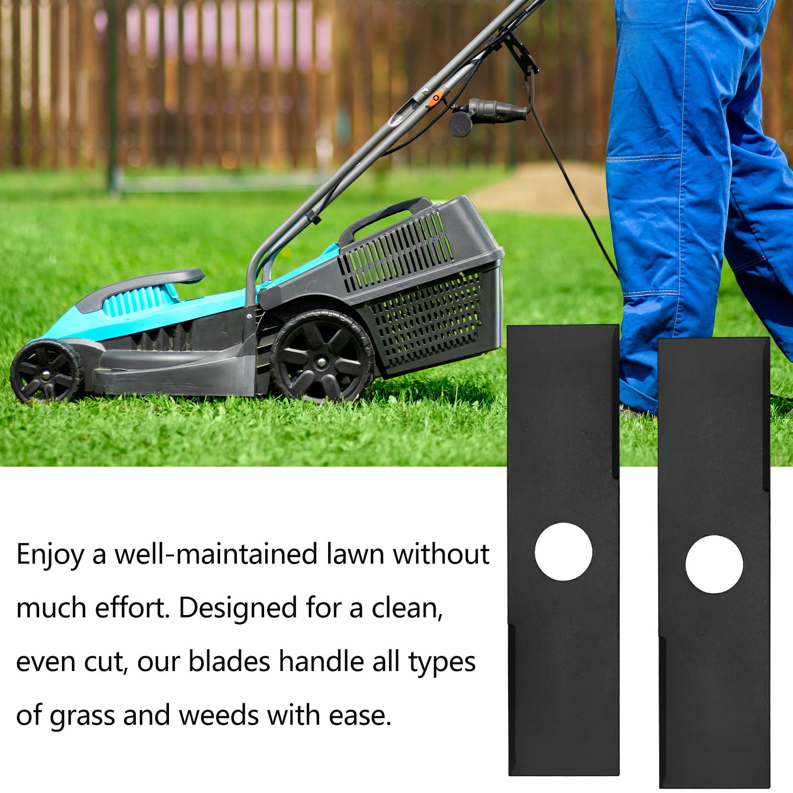 DuoMaDuoBB 3PCS Black Coated Steel Edger Blades 8 x 2 Inch with 1 Inch Center Hole Heavy Duty Reversible Lawn Trimmer Blades