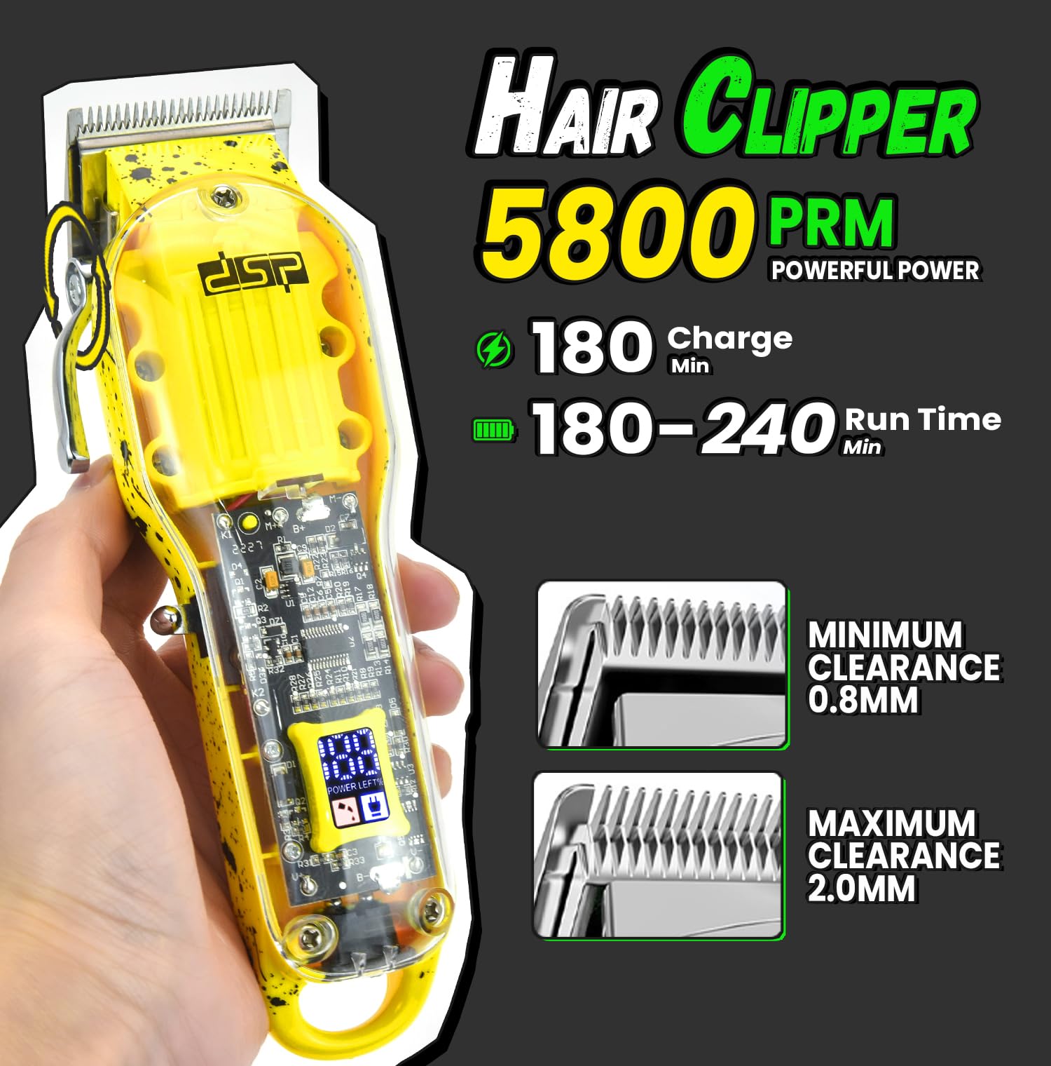 DSP 3-in-1 Hair Clipper Trimmer Shaver Kit, Cordless Rechargeable with Case