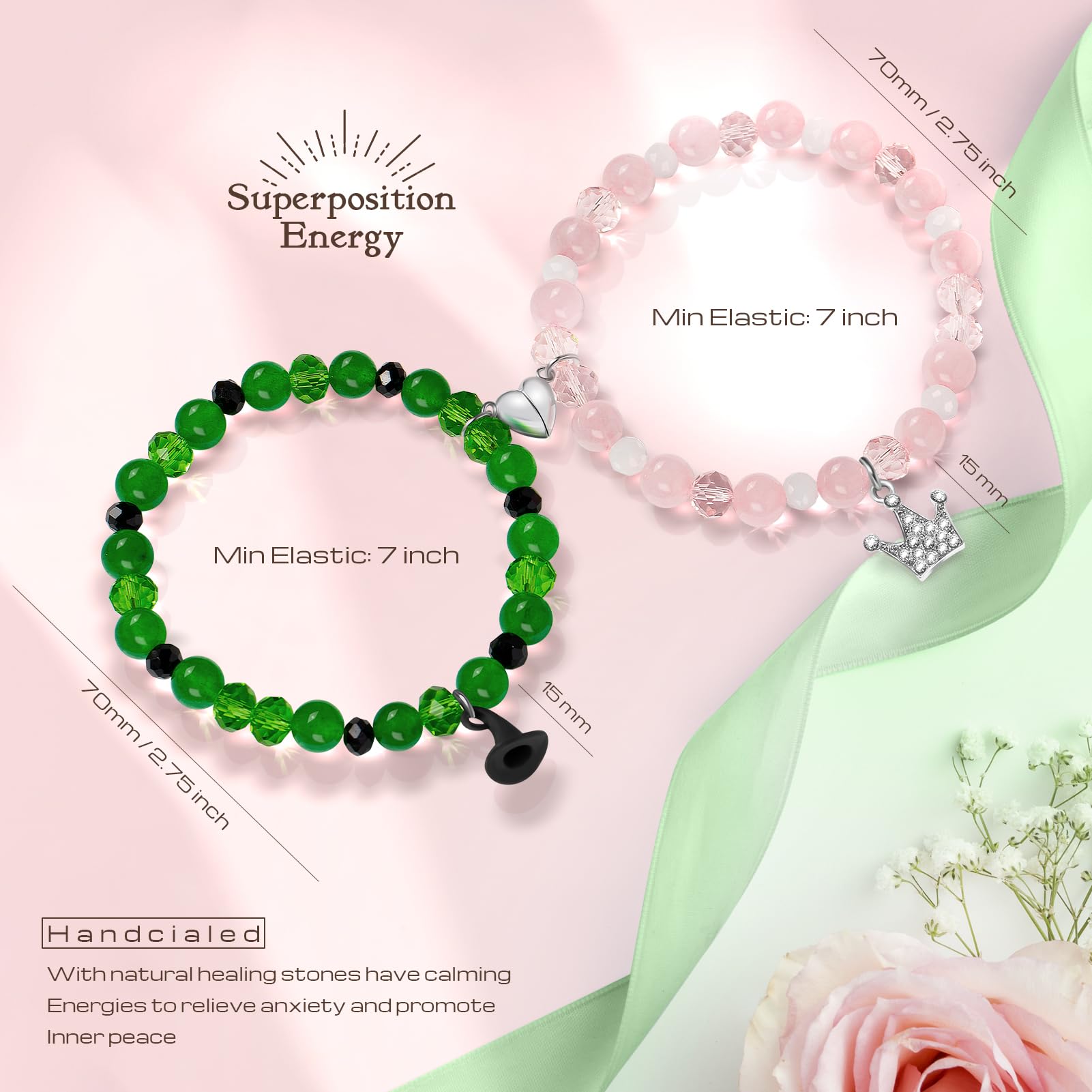 SEIKEIN Friendship Bracelet Gifts for Women: Galinda Rhinestone Crown Witch Hat Friendship Matching Bracelets Christmas Day Mothers Day Gifts for Womens Fans Party Dress Decor