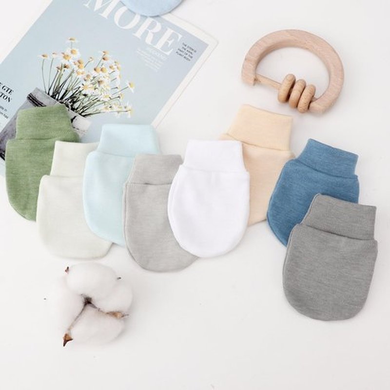 BQUBO Newborn Infant Mittens No Scratch Cotton Elastic Wrist Gloves Hypoallergenic for 0-6 Months Baby Boys Girls