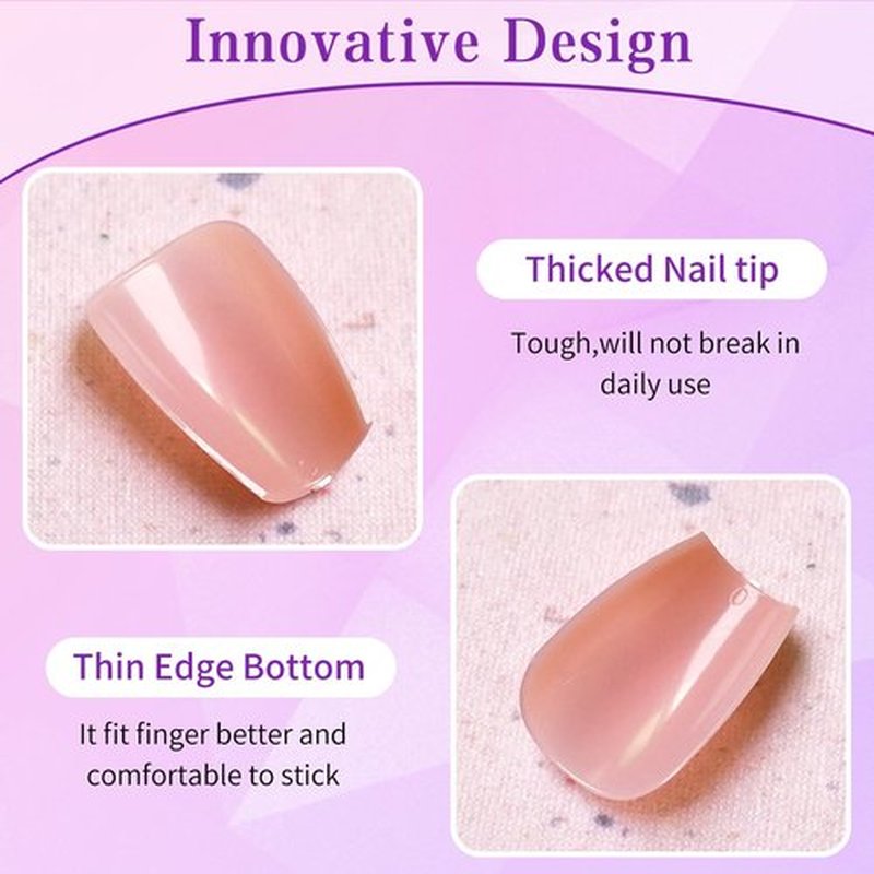Lifextol 120PC Ombre Coffin Press on Nails Medium Fake Nails Press ons Glue on Nails with Glue Adhesive Tabs, 12 Size Acrylic Nails Press on Nails Coffin False Nail Tips Stick on Artificial Fingernail