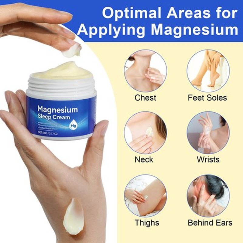 Magnesium Cream,Topical Magnesium Cream with Pure Zechstein Magnesium,Magnesium Lotion,Rich in Almond Oil, Lavender, Vitamin E,Topical Magnesium Oil for Feet, 3.17 OZ