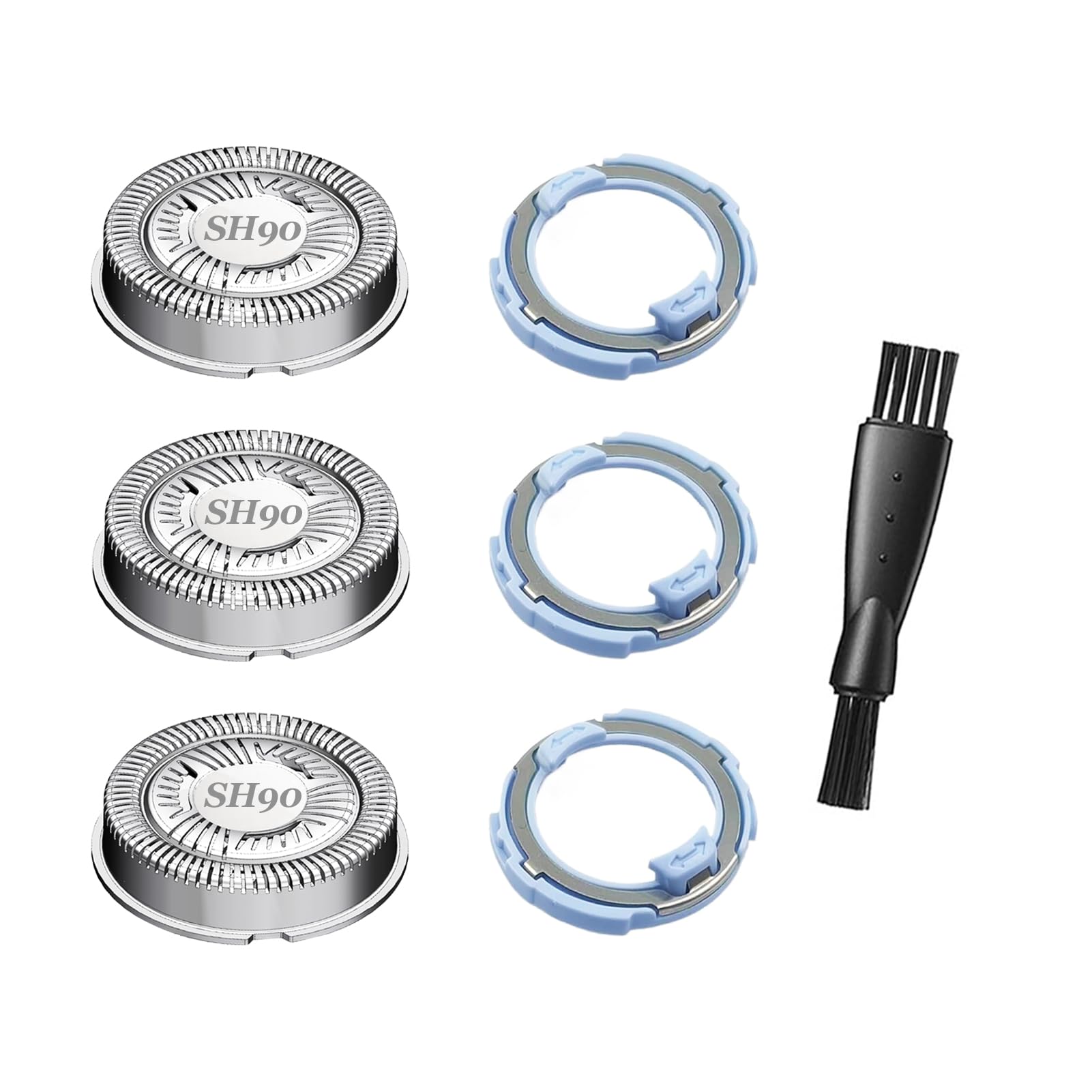 SUPERNB SH90 Shaving Heads for Series 9000, 8000, 7000 Electric Shaver Blades, Dual‑Ring Mesh Technology for Efficient Shave, Fits S9xxx/S8xxx/S7xxx, 3 Pack