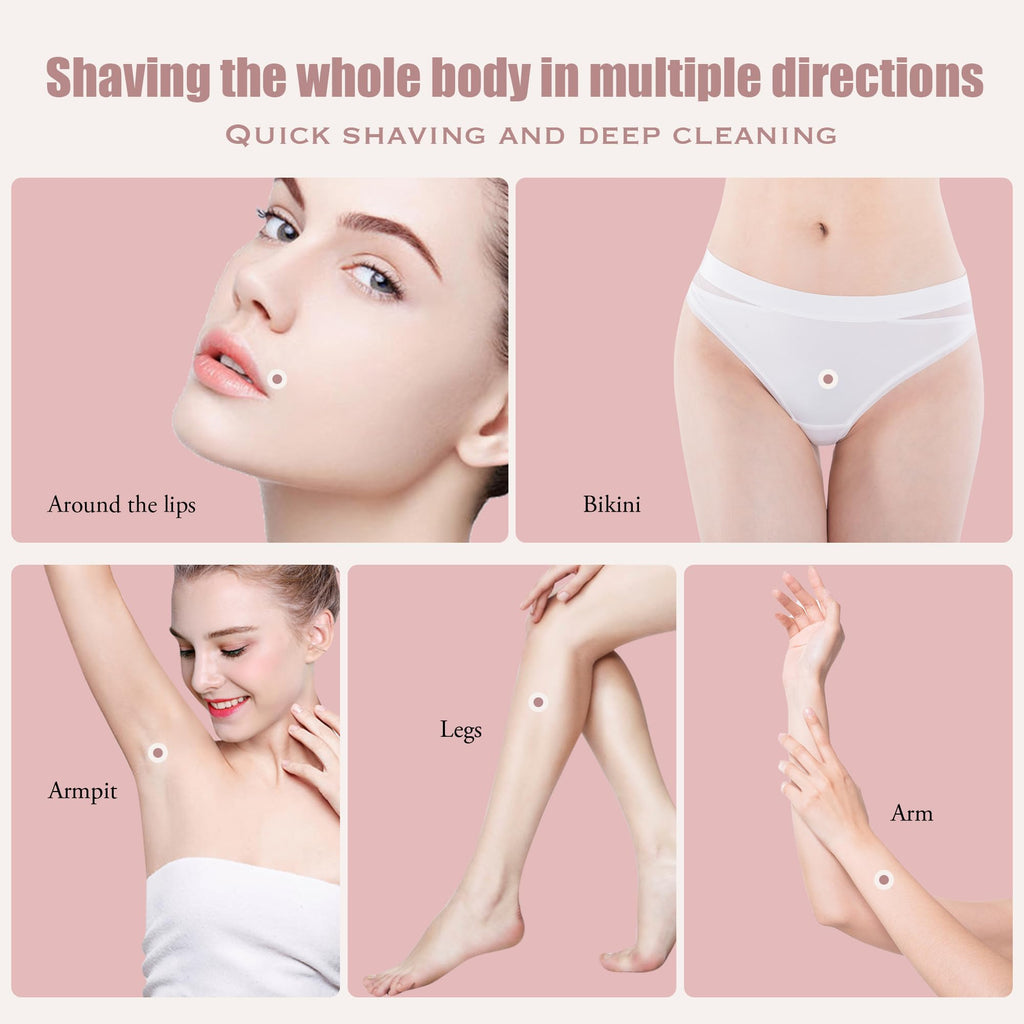 Bokynu 2-in-1 Women's Electric Shaver, Waterproof Cordless Bikini Trimmer & Body Razor, Dual Head Pain-Free Design, Pink Galaxy (2025)