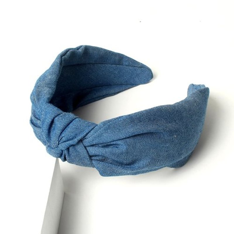 Cuizhiyu 3Pack Denim Knot Headband Knotted Wide Headband for Women,Blue Knot Headbands Non slip Hairbands Girls Fabric Head bands Hair Accessories