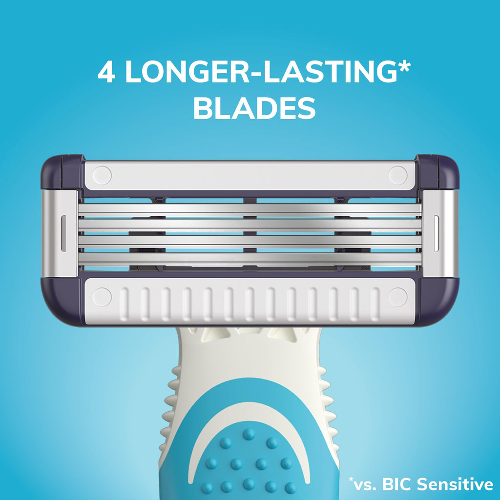 BIC EasyRinse Sensitive Anti-Clogging Men's Disposable Razors, Clinically Proven for Sensitive Skin, Shaving Razors With 4 Blades, 6 Count