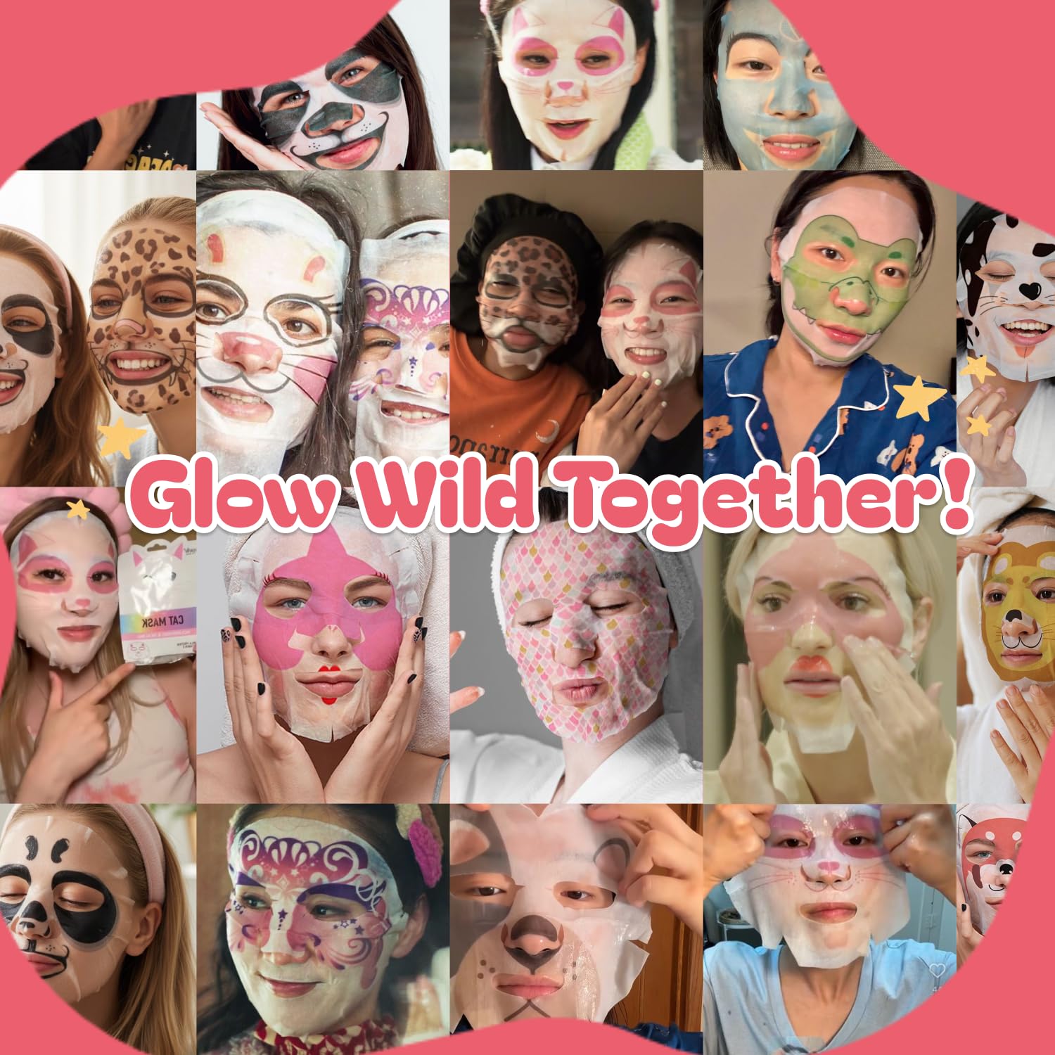 Epielle Character Face Mask Rabbit 6 Pack, Fun & Effective Korean Skin Care, Spa Party Favors, Birthday Gifts for Women, Self Care Gifts