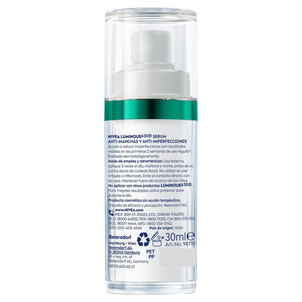 NIVEA Facial Serum Cellular Luminous 630 Lightweight Gel‑Like Daily Face Treatment for a Refined Skin Appearance and Balanced Skin Surface, 30 ml (Approx. 1.01 fl oz) – Advanced Daily Skin Care