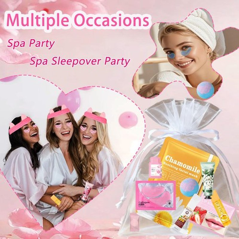 110 PCS Spa Party Supplies for Women, Spa Party Favors Include Face＆Lip Mask,Hand Cream,Under Eye Patches and Foot Bath Bombs,Spa Birthday Sleepover Party Supplies,Sleepover Party Gifts