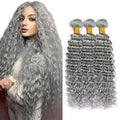 Condescension Brazilian Human Hair Bundles Sliver Grey 18 20 22 Inch Deep Wave 3 Bundles Human Hair 100% Unprocessed Remy Brazilian Virgin Weave Hair Grey for Women
