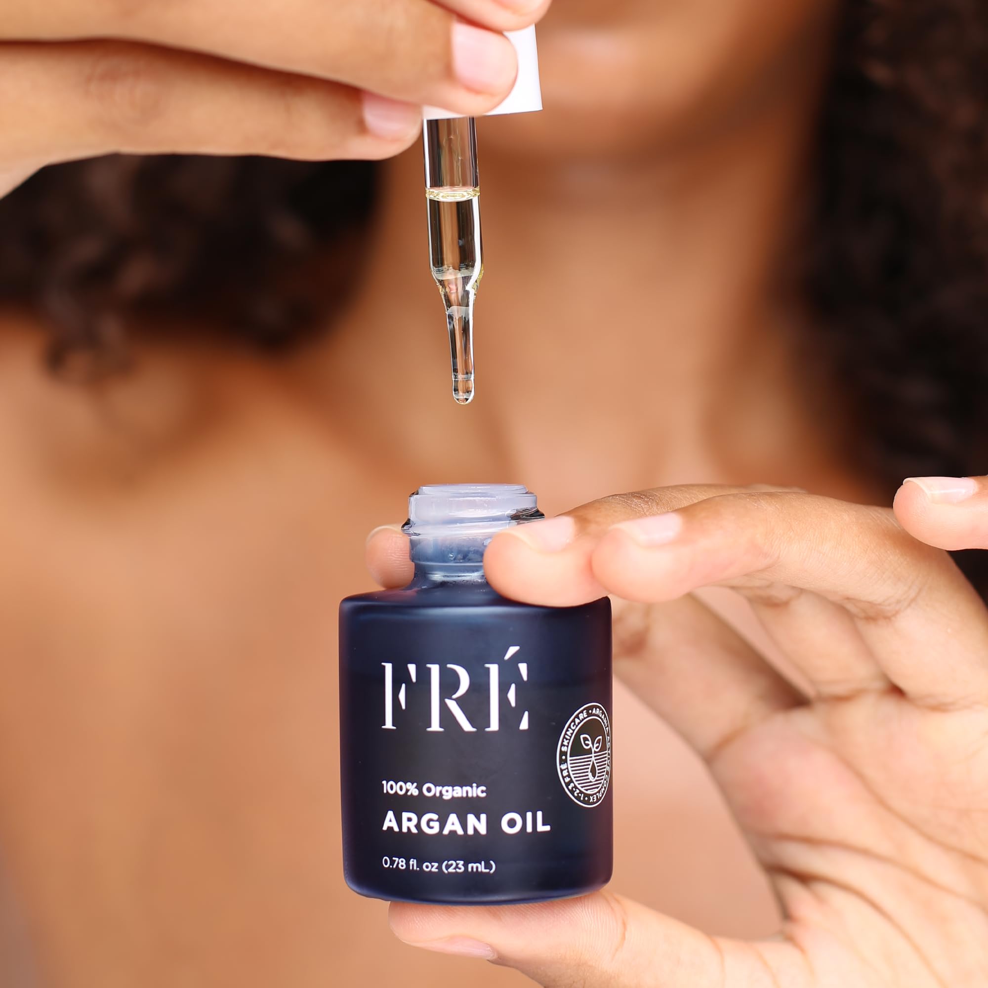 FRE Skincare 100% Organic Argan Oil for Hair, Skin & Nails - Cold Pressed Carrier Oil Stimulates Growth for Dry Damaged Hair - Moroccan Skin Moisturizer for Softer & Smoother Skin