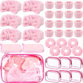 Hoteam 36 Pieces Galentines Spa Party Supplies for Girls Sleepover Party Supplies 6 Spa Headband 6 Wristband 6 Velvet Scrunchies 6 Makeup Remover Cloth 6 Clear Cosmetic Bags for Skincare