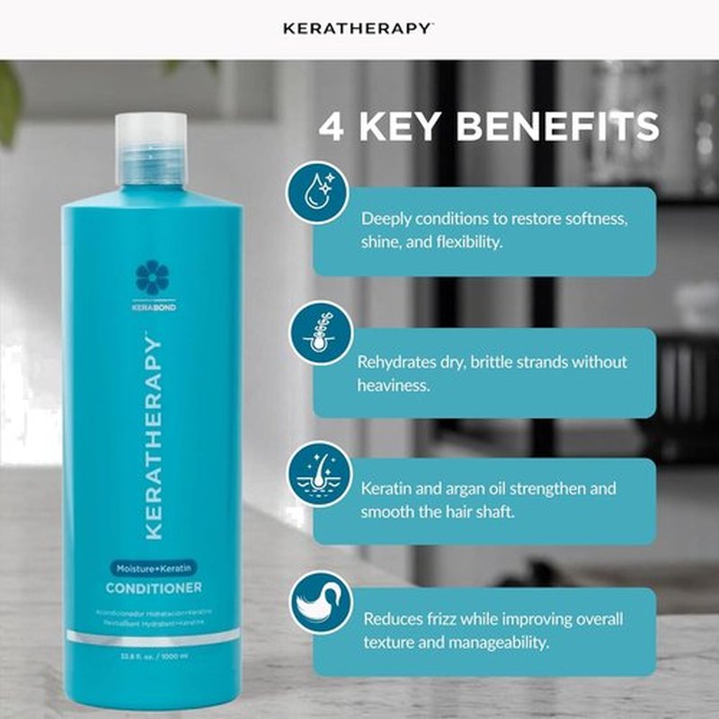 Keratherapy Keratin Infused Moisture Conditioner - Hydrating 33.8 fl. oz. Formula with Collagen & Jojoba Oil for Dry Hair