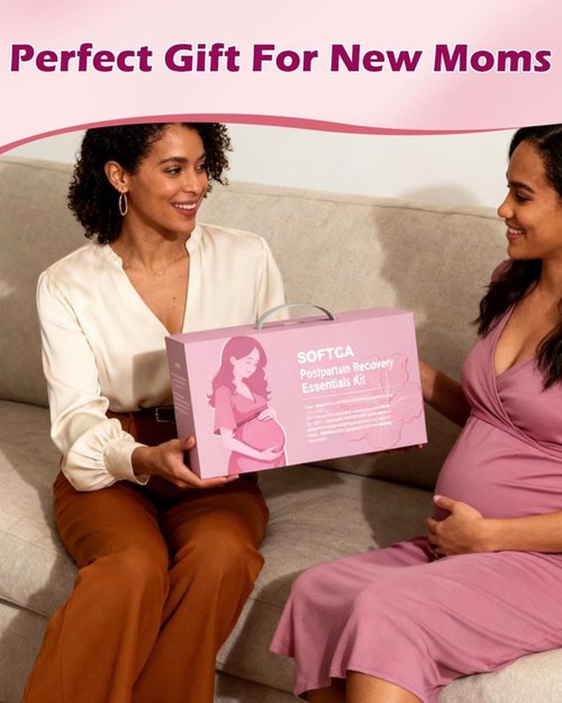 Postpartum Essentials Kit - Peri Bottle,Perineal Ice Packs,Perineal Healing Foam,Disposable Underwears,Cooling Pad Liners,Bath Salts,Canvas Bag,Card,Postpartum Gifts for Mom