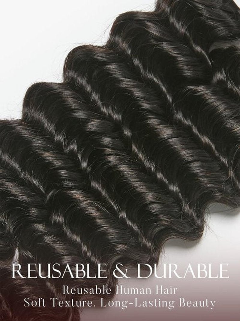ASHINE Human Braiding Hair for Boho Braids Deep Wave Bulk Pre-Separated Strands 100% Human Hair 2 Bundles/Pack 100g 16 Inch Natural Color Easy to Braid