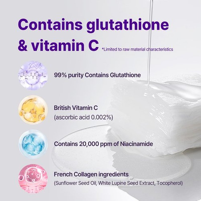Color Deep Glutathione Vita 365 **Facial Sheet Mask** (30 Count) | Daily Hydrating Vegan Mask with Glutathione, Niacinamide & Vitamin C Complex for Radiant Skin
