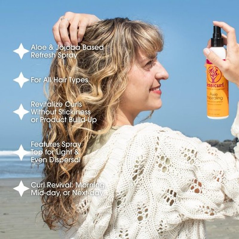 Jessicurl Awe Inspiraling Spray - Island Fantasy | 8 Fl Oz Moisturizing Curl Refresher for Curly Hair