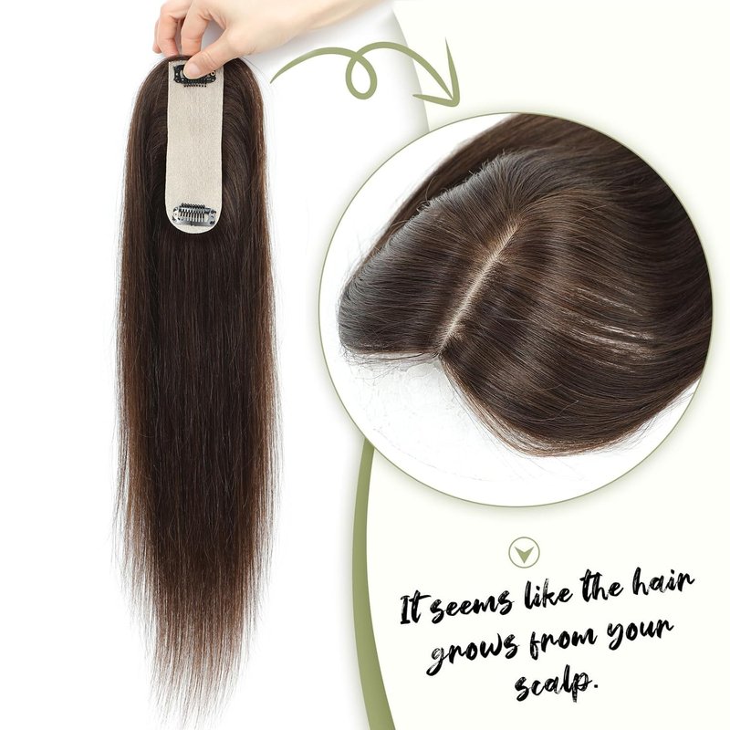 Urbeauty Hair Toppers for Women Real Human Hair for Thinning, 16 inch 1.5”x5”Silk Base Upgrade Topper, Clip-in Volume Enhancer, Natural-Looking, No Glue, Breathable, Lightweight