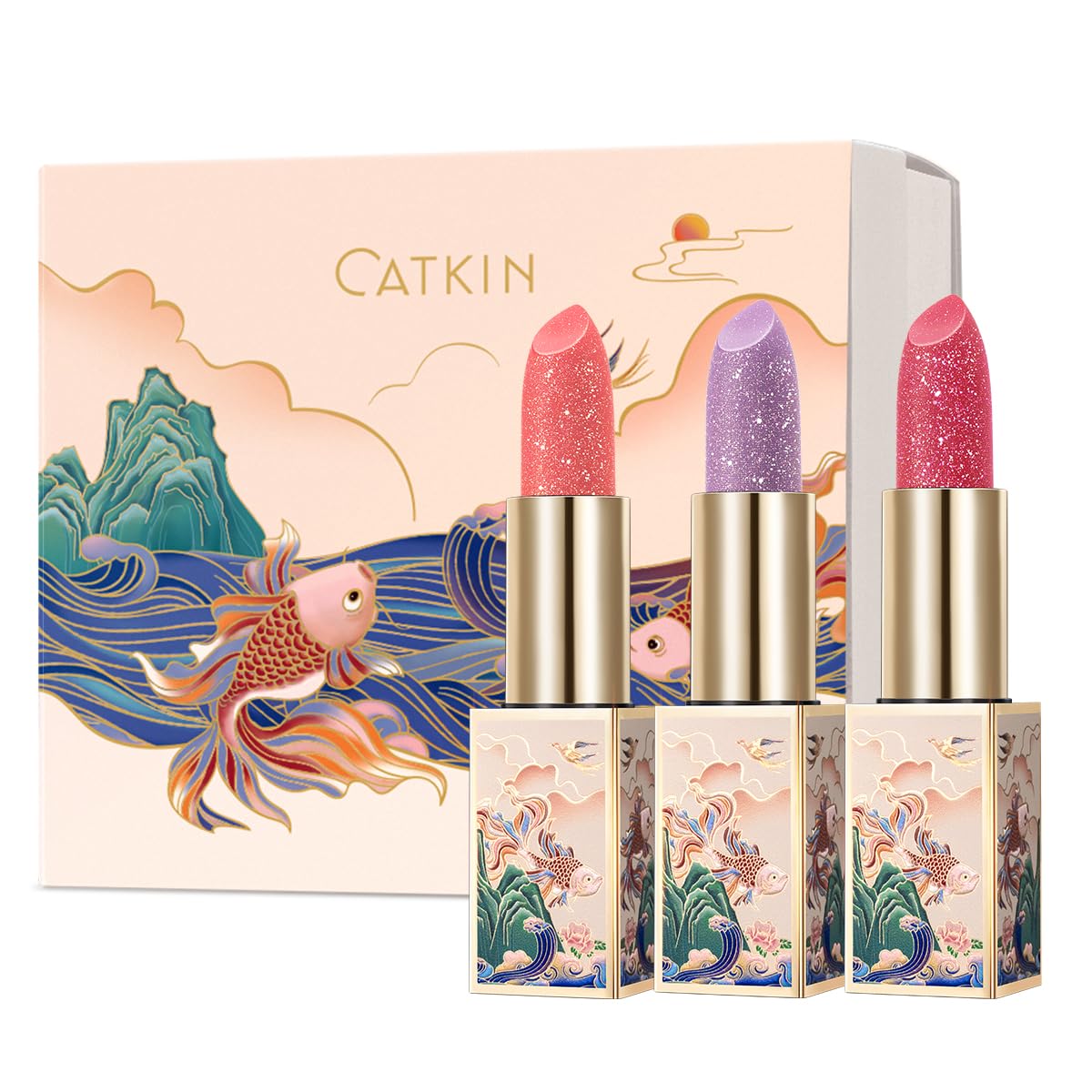 CATKIN Lip Balm Color Tinted Changing Lipstick Ultra Hydrating Lip Moistrurizer Lip Care with Vitamin E Nourishing For Cracked & Dry Lips 0.12 oz 3pcs with Gift Box(C09 C19 C20)