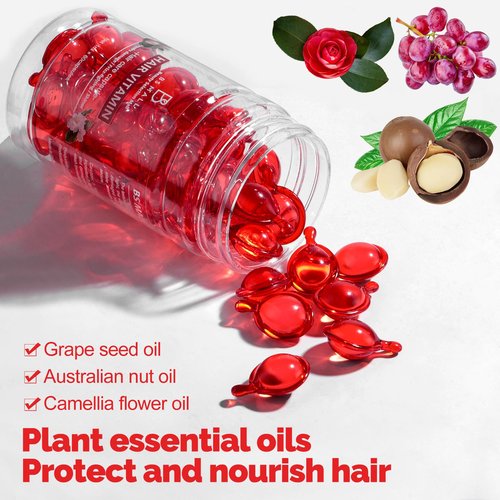 BS-MALL Hair Treatment Serum With Avocado Vitamin A, C & E, Biotin And Water - 60 Capsules Per Bottle For Frizzy And Damaged Hair Pack of 2 Bottles