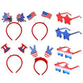 BBPOOL 8pcs 4th of July Headband Star Sunglasses Red White Blue Memorial Day Patriotic Accessories for Independence Day Party Supplies