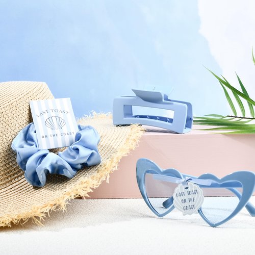 DEEKA 24 Pcs Last Toast On The Coast Bachelorette Party Favors Decorations Bridesmaid Proposal Gifts Heart Sunglasses Claw Clips Satin Scrunchies Accessories Set Bridal Party Wedding Gifts