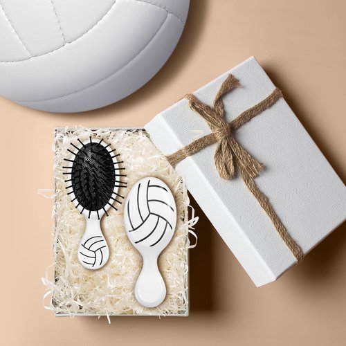 12 Pcs Volleyball Mini Detangler Brush, Mini Travel Hair Brush, Bristles Plastic Detangling Brush,No Tangle Soft Flexible Bristles for Straight, Curly, Thick Hair for Volleyball Team Gift Sport Party