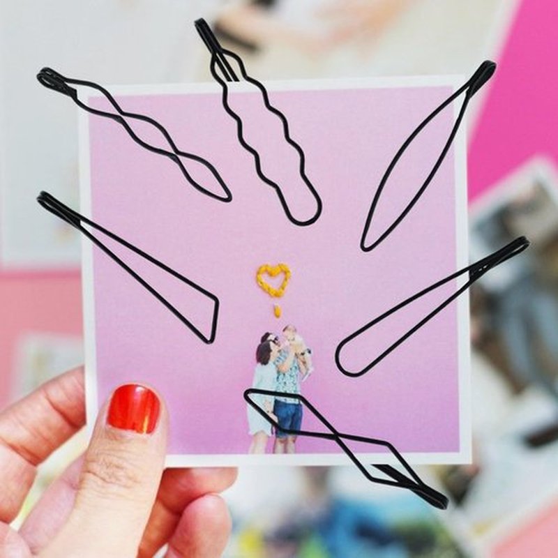 30 PCS Geometric Metal Hair Clips, 2.7 Inch Minimalist Hair Pins Vintage Hair Pins Mini Black Bobby Pins for Women (Black, 6 Style)