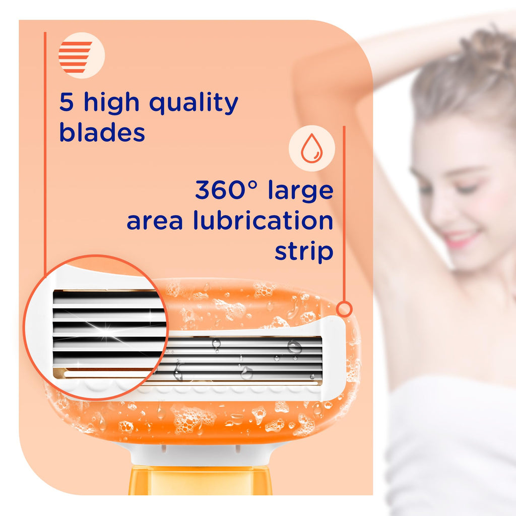 DreamGenius Women’s Razor Blades Refills Include 4 Cartridges, Orange