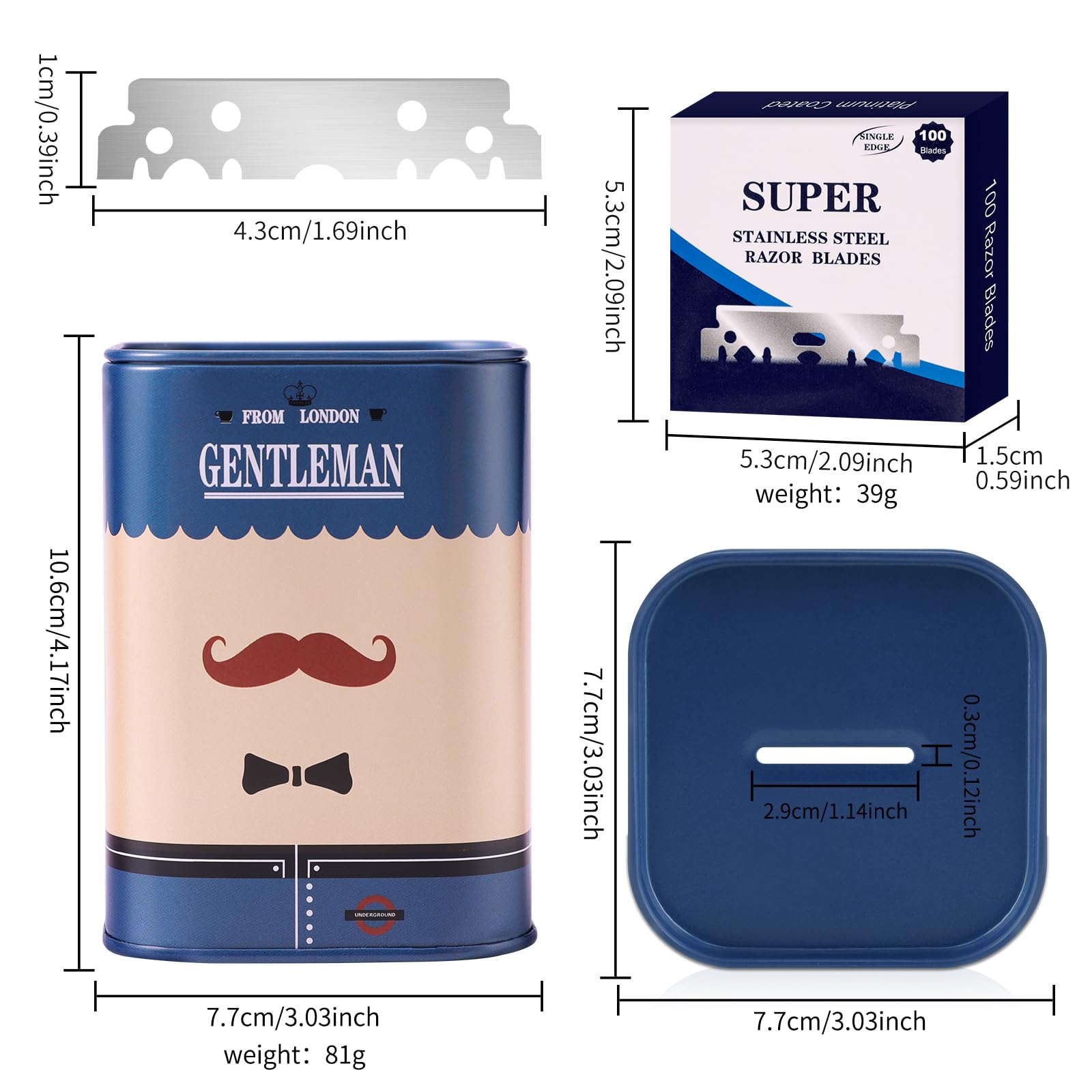 500 Single Edge Razor Blades + Razor Disposal Container, for Barbershops and Home Use, for Frequent Blade Replacement and Safe Storage Blades