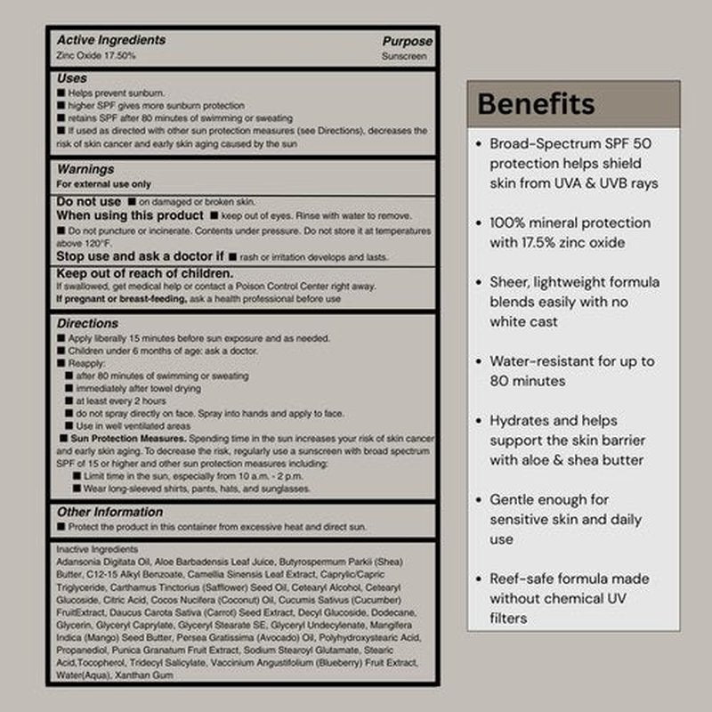 HygieneLab Mineral Sunscreen SPF 50 – Invisible Sheer Finish, Rated Excellent on Yuka, Zinc Oxide, Broad Spectrum UVA/UVB Protection, Reef Safe, Aloe Vera & Shea Butter Hydration (Large 6 oz)