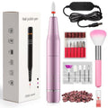 QPVZX Electric Nail Drill, Ultra-Quiet Low Vibration Electric Nail File, Portable Electric Nail File for Crystal Gel Nails, Manicure and Pedicure Tools Polishing Set for Home and Salon Use (Pink Set)