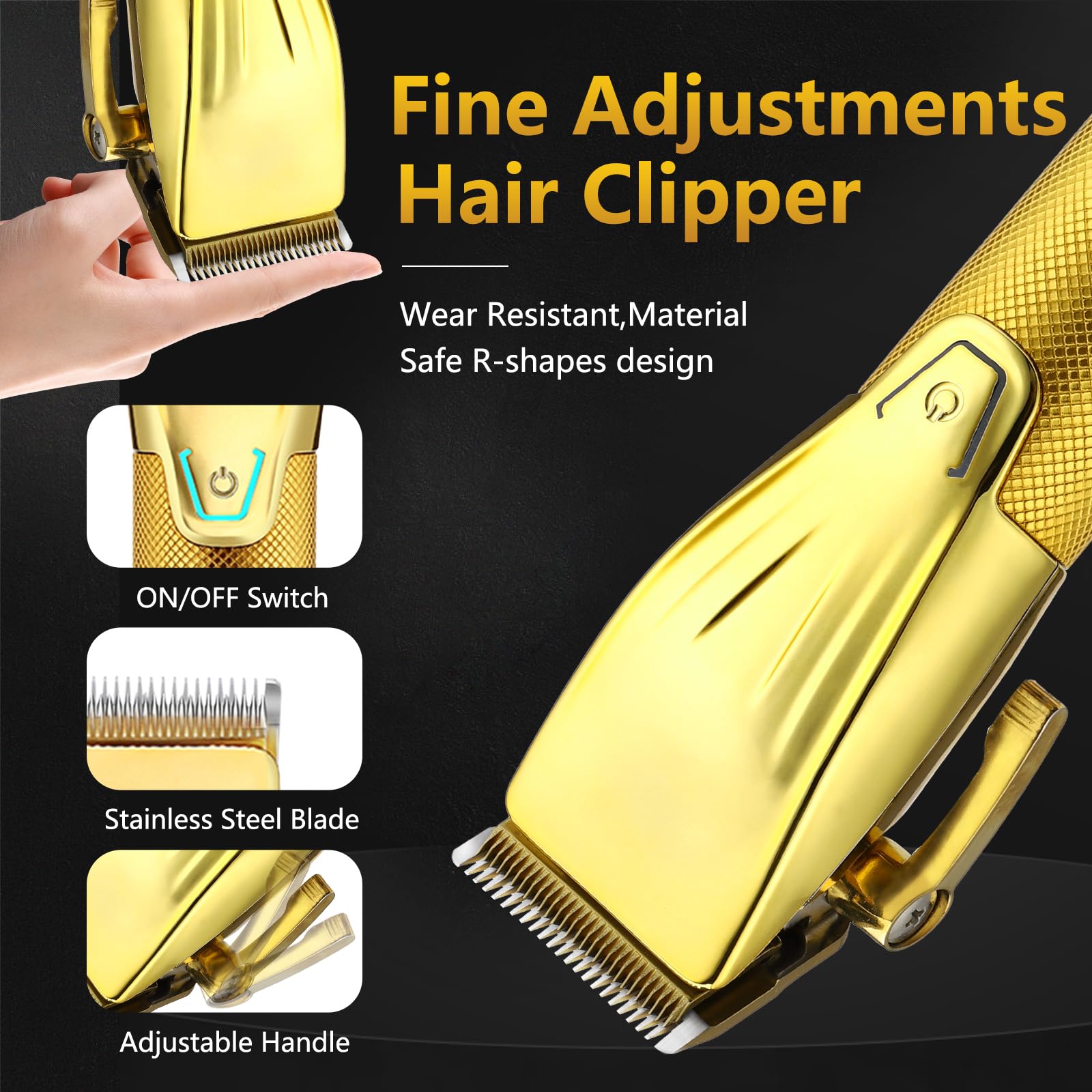 Bomxin Hair Clippers for Men Professional，Clippers and T-Blade Trimmers Set，Electric Razor Shavers Hair Trimmer Kit，Hair Cutting Machine，LCD Display,Best Presents(Gold)