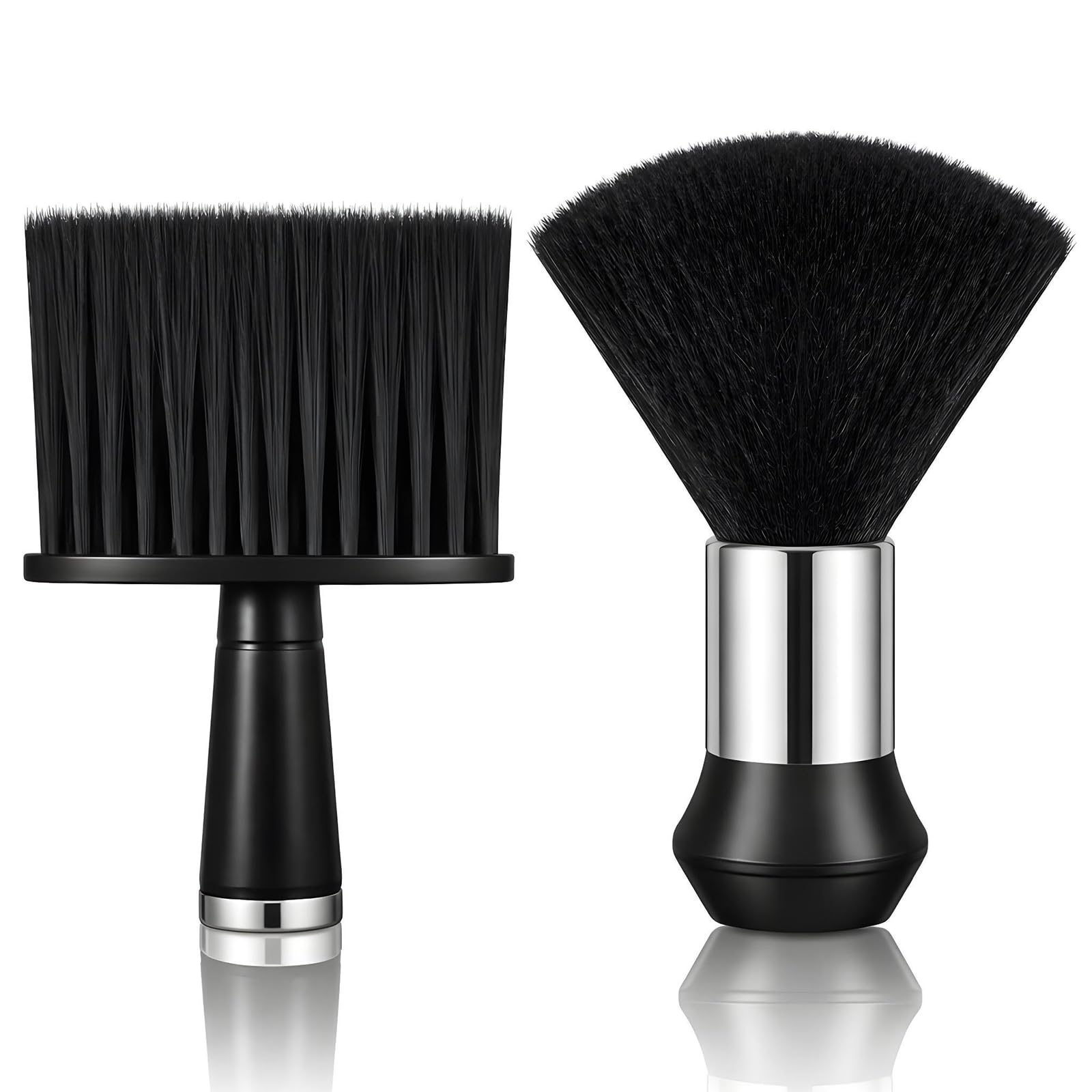 2 PCS Barber Brush and Neck Duster Set, Professional Barber Accessories Neck Duster Brush, Hair Cutting Supplies for Cleaning Salon Hair Styling Tools, Black