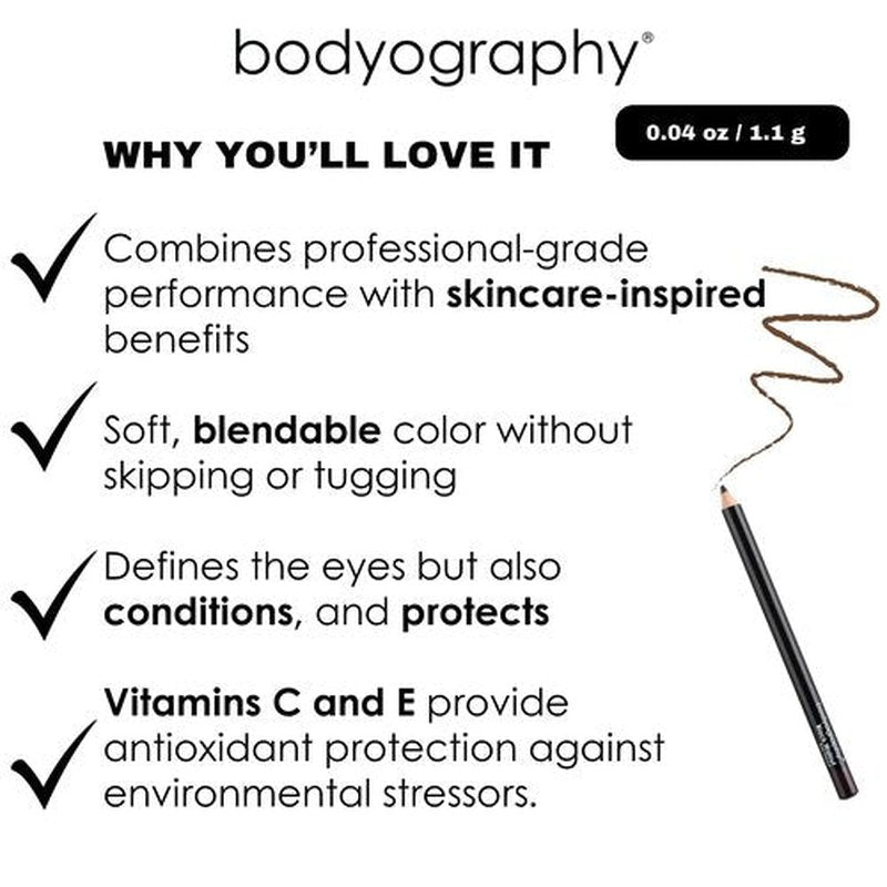 Bodyography Cream Eye Pencil, Midnight Blue - Navy Wooden Eyeliner for Eyes & Eyebrows, Long-Lasting Cruelty-Free Coconut Oil Cosmetic Liner