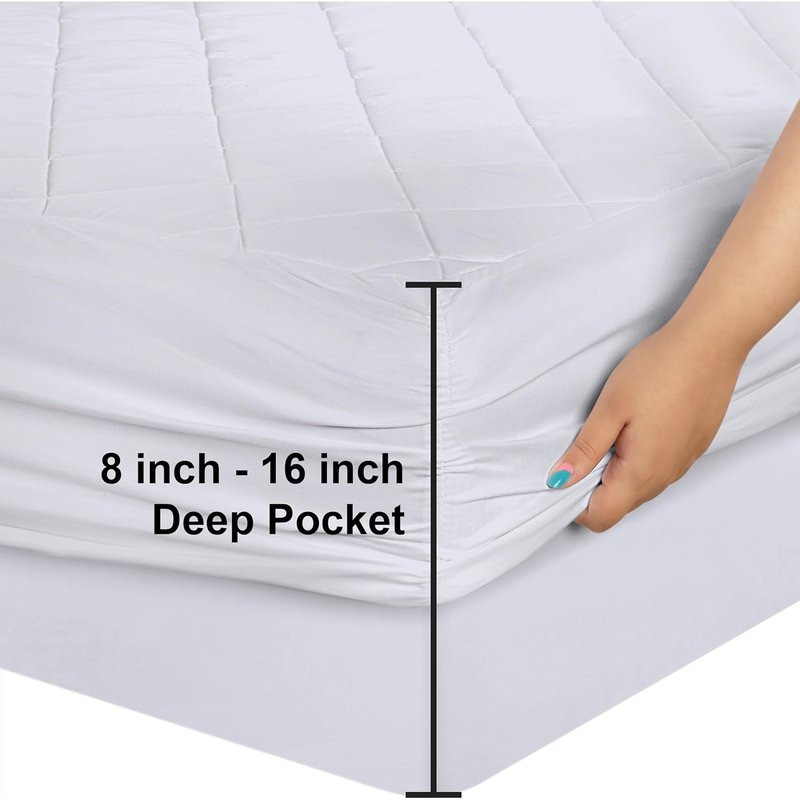 Utopia Bedding Quilted Fitted Mattress Pad - Full Size, Deep Pocket, Machine Washable | White, 10-Pack