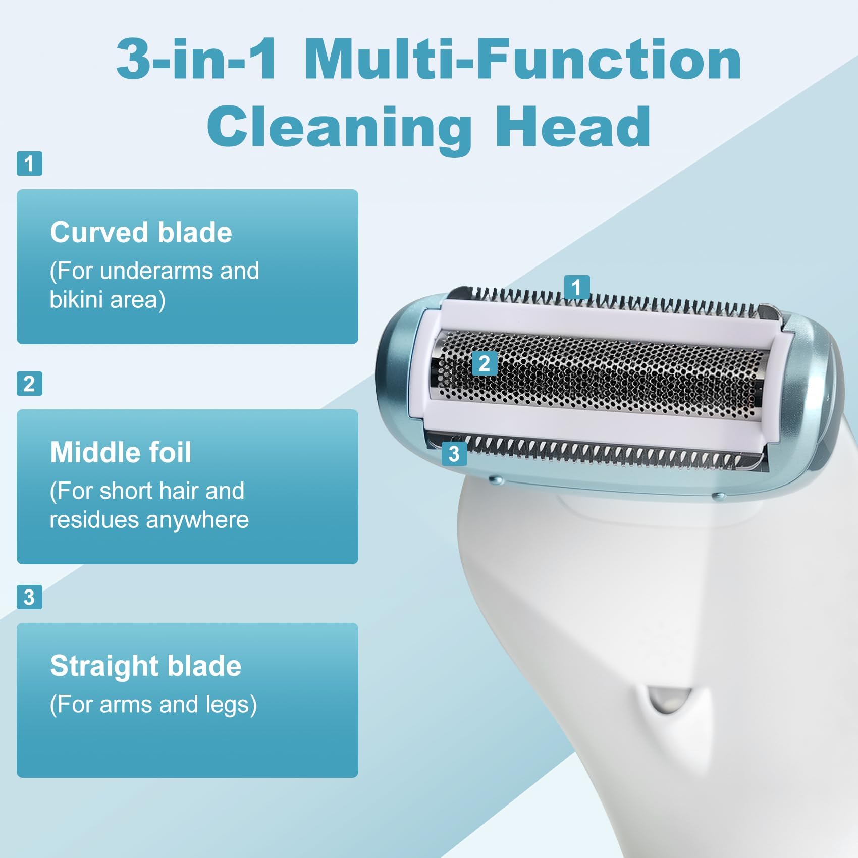 Epilators Hair Removal for Women, Electric Shaver & Bikini Trimmer for Legs & Underarm, Rechargeable Wet Dry Use Painless Hair Removal with Detachable Head