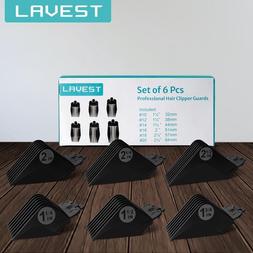 Clipper Guards Set 10 12 14 16 18 20 Compatible with Most Wahl Clippers, Clipper Guides Replacement - 1.25" to 2.5", 6 Piece Set, Black Color