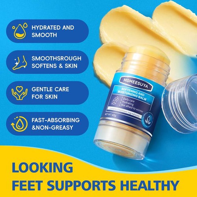 MSMEESUYA Foot Cream Stick Duo for Dry Cracked Heels and Feet, Moisturizing Heel Balm Set, Softening Foot Care Sticks for Rough Skin, Callus & Dryness, Original + Peach Hydration, 2-Pack